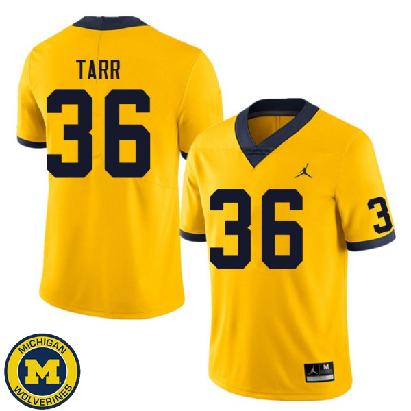 Men Michigan Wolverines #36 Greg Tarr Yellow Embroidery Jersey